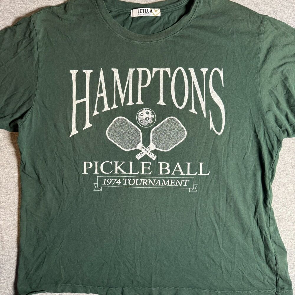 Letluv Womens Hamptons Pickle Ball Green Graphic Short Sleeve T-Shirt